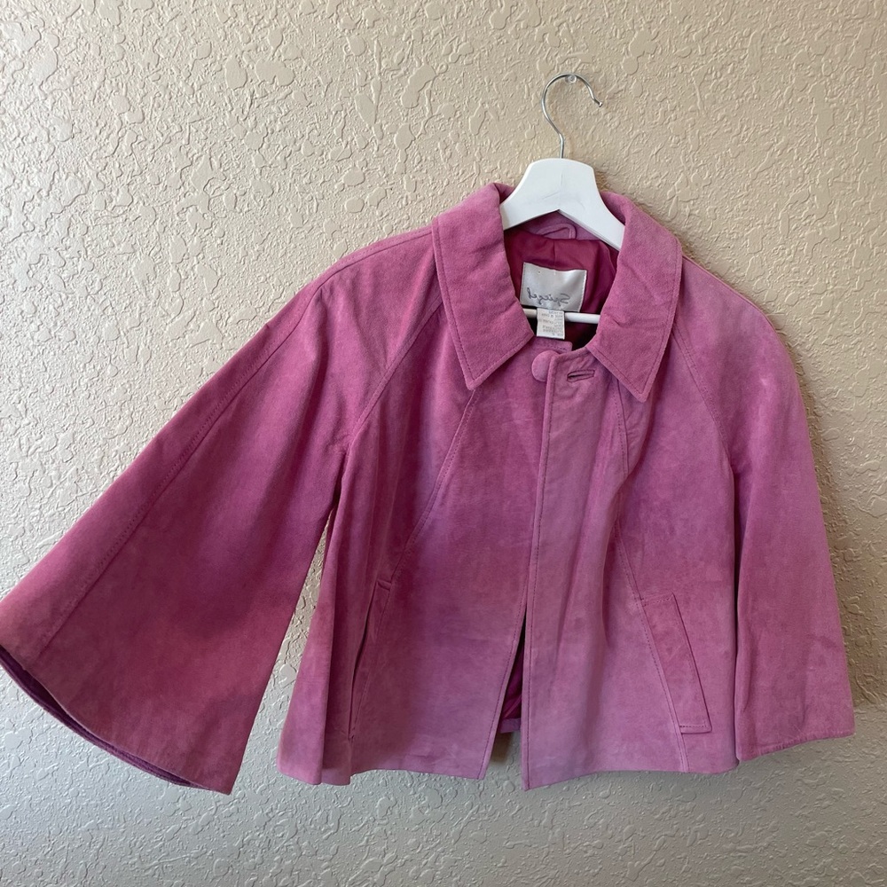 Vintage Spiegel genuine leather soft pink short pea coat